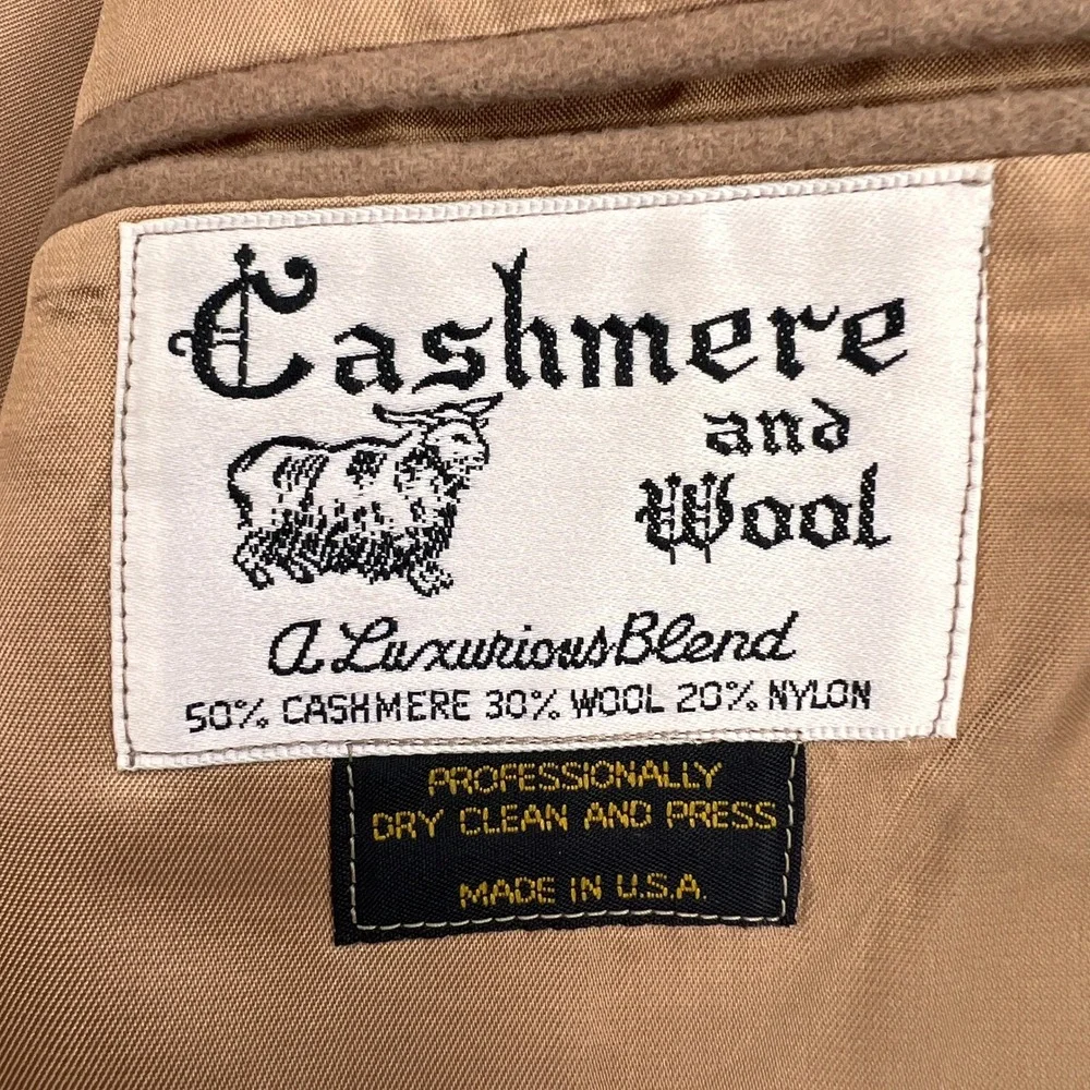 VTG 90s Black Diamond Cashmere Wool Blazer Sport‎ Coat Men 40R Camel Ivy Luxury